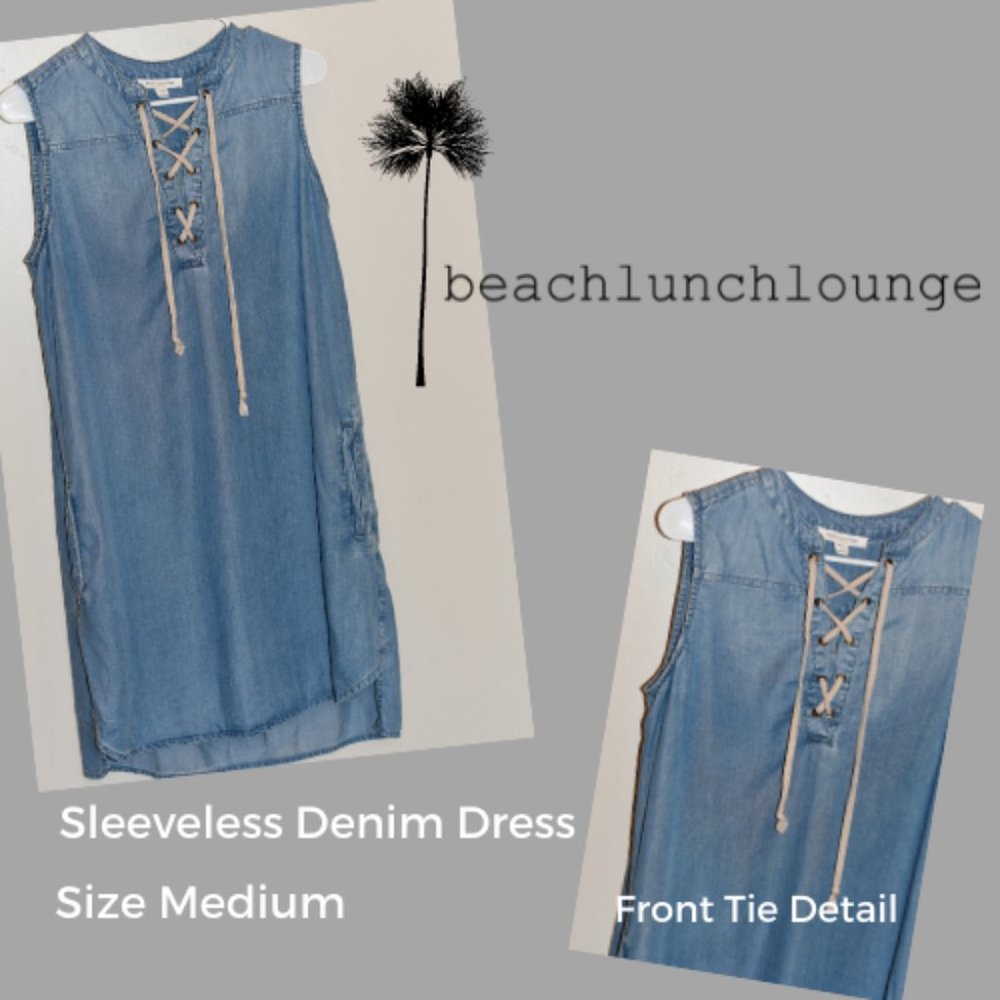 Sleeveless Denim BeachLunchLounge Dress Size Med